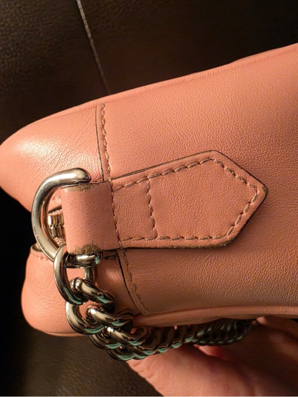 Gucci Pink Chevron Quilted Leather Crossbody with Double G - Picture 13 of 16